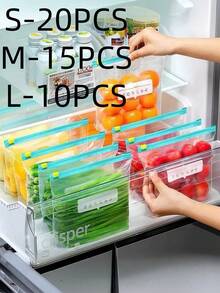 1/10/15/20/45pcs Reusable Sealable Transparent Blue PE Self-Sealing Food Storage Bags, Thickened Freezer Bags, Kitchen Snack Storage Bags, Long-Lasting Freshness, Kitchen Accessories, Storage, Picnic Essentials - View 14