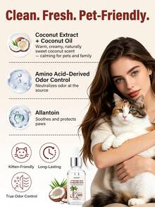 GJYC PET Liquid Cat Litter Deodorizer – Tropical Coconut Scent, Works With Clumping, Crystal & Clay Litter, Eliminates Odors At The Source, 1.01 Fl Oz - 30ml - View 5
