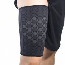 1pc New High Elasticity Knitted Nylon Sports Thigh Guard, Cycling Basketball Football Thigh Muscle Strain Protection Leg Guard - Multicolor - View 3