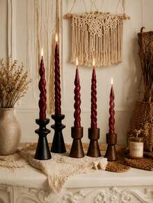 4pcs Scented Long Taper Candles 20cm*2cm, 7 Hours Burning Time, Christmas Halloween Home Table Decor, Wedding Party Candle Holder Decoration Fragrance Candles - Mixed - View 8