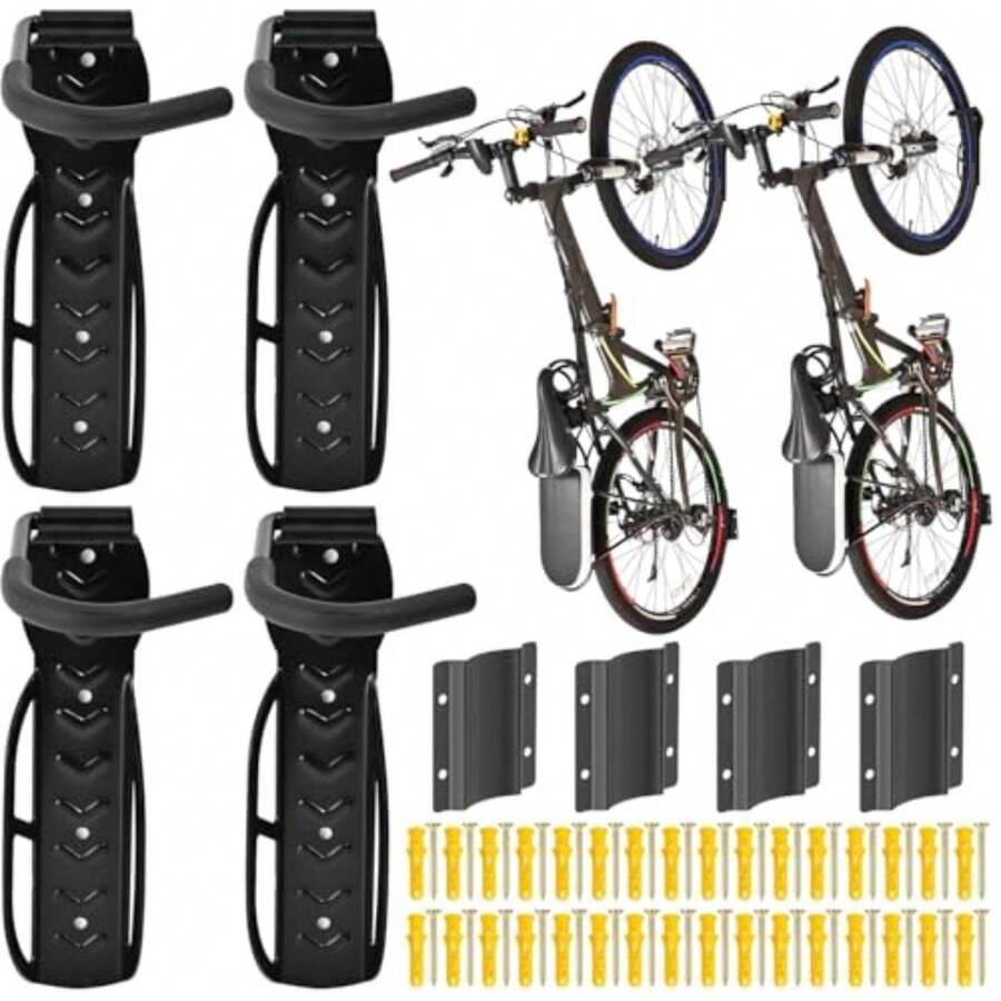 Soporte de Pared de Bicicleta, 4PCS Soportes para Bicicletas Montados en la Pared con Protector Bandeja de Neumáticos, Soporte de Almacenamiento de Bicicletas Indoor para Colgar Bicicletas - Multicolor - Ver 1