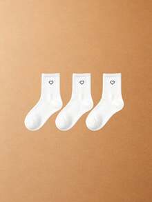 1/3/5 Pairs Men's Mid-Calf Socks, Black & White Heart Pattern Socks, Unisex Sports Socks, Korean Style Versatile Black & White Heart Mid-Calf Socks, All-Season Wear, Soft & Breathable, Skin-Friendly & Comfortable, High Elasticity, Moisture-Wicking & Sweat-Absorbing, Durable & Non-Tight; Suitable For Daily Commute, Casual Wear, Basketball, Cycling, Hiking, Running And Other Sports, Sports Socks, Fitness Training Socks. - Multicolor - View 13