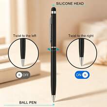 3pcs/Set 2-In-1 Retractable Ballpoint Pen/Stylus Pen Set, Suitable For Touchscreens And Most Smartphones; 1.0mm Tip Multi-Function Writing Tool, Ideal For Office, School, Home, Back To School And School Supplies - A - View 2