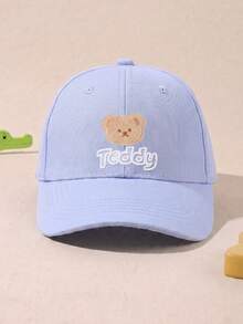 1pc Cute Embroidered Bear Pattern Baby Travel Sun Protection Baseball Cap, Infant Sun Hat For Outdoor, Beach, Travel, Wide Brim, Adjustable Size, Comfortable Breathable Soft, Daily Wear And Gift For Friends And Family - Multicolor - View 2