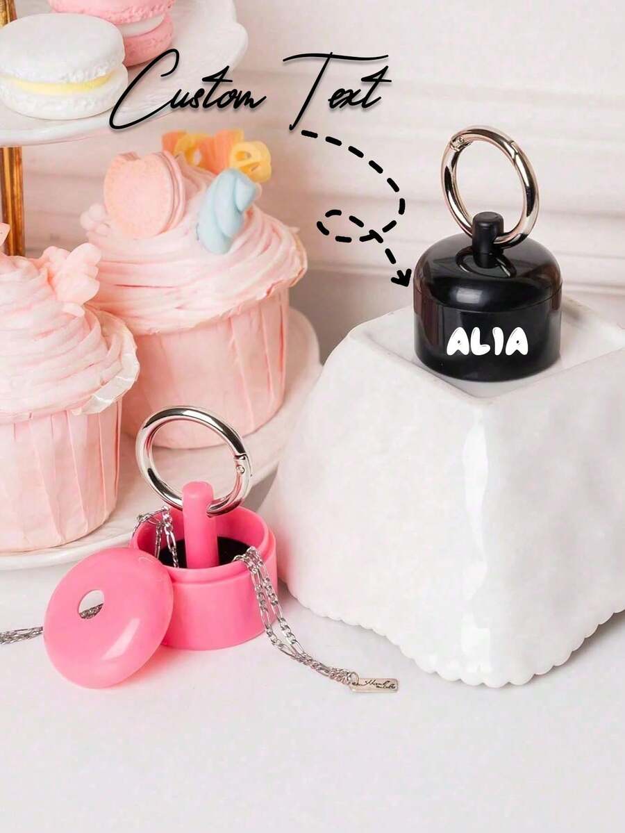 Customized Jewelry Storage Box, Personalized Ring Storage Box, Portable Ring Storage Keychain, Suitable For Earrings, Rings, Wedding Favors, Ideal For Proposal, Wedding Ceremony, Perfect Gift For Women Or Mothers, Birthday, Anniversary, Housewarming Gift, Engagement Gift, Wedding Gift, Back To School Gift - Multicolor - View 1