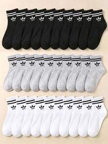 5/10/20 Pairs Random Black, White And Grey Kids Casual Sports Mid-Calf Socks, Suitable For Summer And Autumn, Perfect For Daily Wear And Back To School Season - Multicolor - View 7