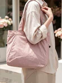 Floless Women's Handbag, Women's Laptop Business Office Bag, 14-Inch Laptop Compartment Shoulder Bag, Top Handle Bag, Casual Handbag, Large Capacity Women's Zipper Shoulder Bag, Shopping Travel Work Crossbody Bag, Eye-Catching Women's Work Bag, Women's Gift - Rusty Rose - View 8