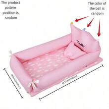 Portable Baby Nest Bed With Pillow, Crown-Shaped Newborn Sleep Lounger, Soft Anti-Roll Co-Sleeping Bed, Pom Pom Decor Random Color - Multicolor - View 14