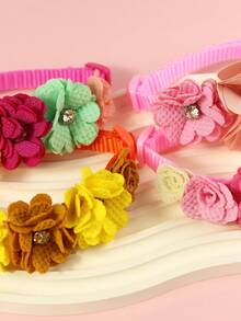 1pc Fashionable Fabric Faux Rose Flower Cute Adjustable Bell Collar For Small Pets, Decoration For Happy Cats And Dogs - Multicolor - View 7