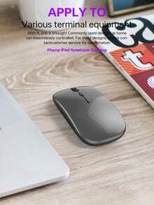 Upgrade Your Computer Experience With A Rechargeable Wireless Mouse - 2.4GHz Silent Optical Mouse, Suitable For Laptops - Dark Grey - View 3