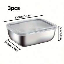 3/5pcs Stainless Steel Food Storage Containers With Lids, Stainless Steel Lunch Boxes, Refrigerator Storage Containers, Leak-Proof Sealed Reusable Stackable, Perfect For Picnic, BBQ Party, Office And Gym Lunch, Tray, Mother's Day, Easter Gift, Stainless Steel Insulated Box, Insulated Lunch Box. - Multicolor - View 13