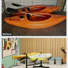 Kayak Storage Rack for 2 Kayaks Freestanding Kayak Rack for Outdoor Storage with Movable Wheels, Heavy-Duty Steel Kayak Hanger Holder with with Hanging Straps,, Wide Adjustable - B - Ver 7