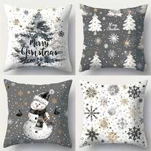 4pcs Black And White Geometric Abstract Pillow Cover, Simple Style, A Cozy Decorative Pillow Cover Suitable For Living Rooms, Bedrooms, And Sofas Single Side Without Pillow Core - Multicolor - View 1