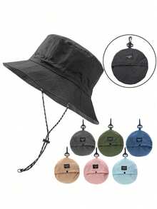 1 chiếc mũ xô vành điều chỉnh được cho nữ, mũ chống nắng nam dáng mềm màu trơn, quà tặng du lịch ngoài trời - A - Xem 13