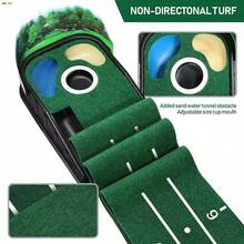 8ft Golf Putter Practice Mat With 3D Panoramic Background, Portable Putting Mat For Home And Office, Indoor And Outdoor Golf Training Aid - Green - View 7