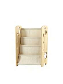 1pc 3-Tier Wooden Bookshelf With Star Hollow Design, Includes 3pcs Faux Books, Suitable For Room Essentials, Children's Room, Newborn Essentials - Multicolor - View 9