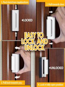 [Secure Door Lock] 3pcs Door Reinforcement Lock | Internal Security Lock, Aluminum Structure, Can Withstand 800 Pounds Of Force - Enhance Home, Door Lock, Silvery/Black/Gold/Gray/White - Door Stop - View 8