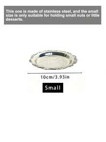 1pc Vintage Palace Style Stainless Steel Cake/Dessert Tray Plate Christmas Gift Back To School - Silver - View 12