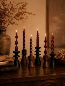 4pcs Scented Long Taper Candles 20cm*2cm, 7 Hours Burning Time, Christmas Halloween Home Table Decor, Wedding Party Candle Holder Decoration Fragrance Candles - Mixed - View 4
