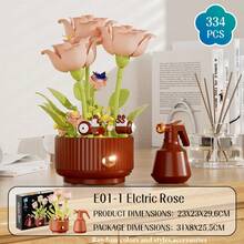 Electric LED Rose Building Kit(334PCS), Realistic Flower Construction Set With Fog Effect, Ambient Light Home Decor, Ideal Valentine's Day ThanksGiving Christmas All Festival /Birthday Gift For Adults Flower Lovers - Multicolor - View 11