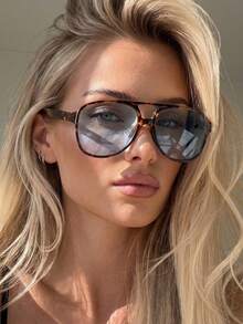 1 pieza Nuevas gafas de moda con doble puente de estilo retro de los 80, diseños de moda unisex - Multicolor - Ver 1