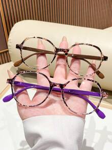 1PC/2PCS Women's New Round Frame Clear Lens Glasses, Gentle Style, Face-Flattering, Fashionable Versatile, Suitable For Daily Wear, Home, Selfie, Commute, Online, Office, Computer, Phone, Reading, Gaming - Clear - View 4