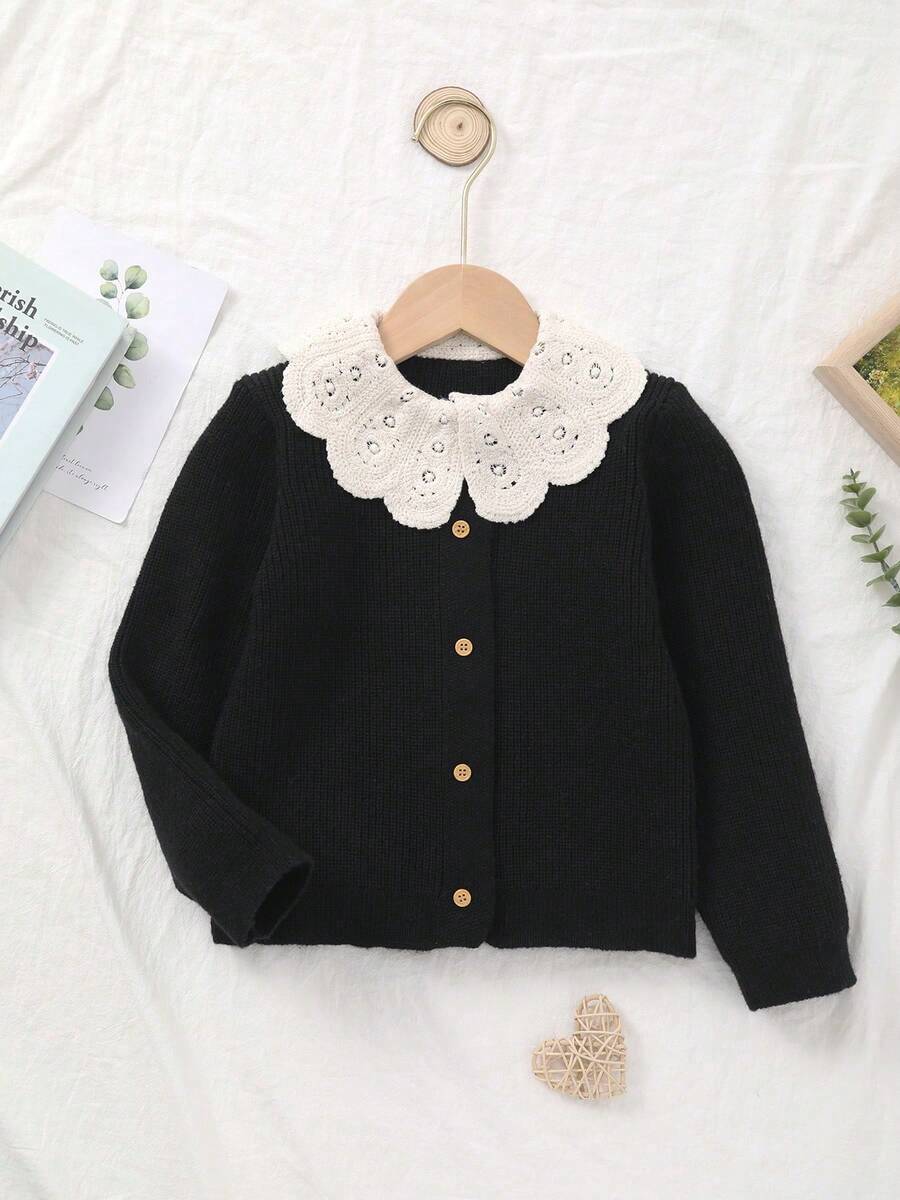 Tween Girl Colorblock Casual Versatile Daily Outing Cardigan