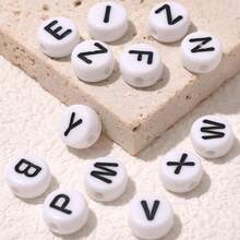 300 piezas de cuentas con letras o símbolos de 7x4mm para pulseras y collares de joyería, múltiples colores y estilos, corazón, estrella, símbolo, paz, cruz, letra - Multicolor - Ver 7