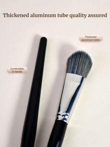 1pc Angled Blush Brush, Suitable For Foundation, Contour, Concealer, Beauty Tool, Foundation Brush, Concealer Brush, Blush Brush, Contour Brush, Blush Brush, Powder Brush, - black silver - View 6