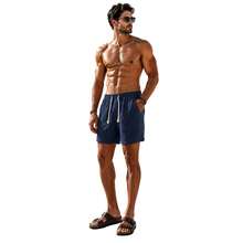 Set Of 3 Premium Linen Shorts For Men - Luxury Beachwear - Mocha Brown - View 2