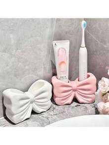 1pc Girly Bowknot Toothbrush Holder Creative Bathroom Sink Electric Toothbrush Toothpaste Storage Rack - Multicolor - View 6