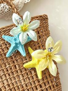 2/4/6pcs/Set Starfish Butterfly Flower Hair Clips Combination, Sweet Hair Accessories, Suitable For Girls And Women, Applicable For Daily, Vacation, Back To School Season - Multicolor - View 3