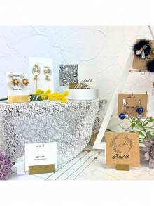 Gold Brass Wide Vintage Table Card Holder, Small Retro Table Card Stand, Memo Price Tag Holder, For Reception, Party And Photography - Multicolor - View 5