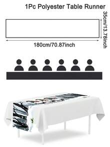 1 cái khăn trải bàn chạy dài bằng polyester Giáng Sinh, khăn trải bàn tiệc mùa đông lễ hội, khăn phủ bàn ăn nhà bếp trang trí lễ hội, phụ kiện tiệc năm mới 2027 - Nhiều màu - Xem 16