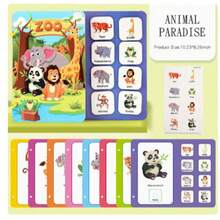 1pc Reusable Interactive Children Learning Cognitive Busy Book With Animal And Letter Matching Stickers, Enhances Hands-On Ability And Development, Teacher Supplies. Montessori Toys. Best Gift For Kids. - 彩色 - 查看 13
