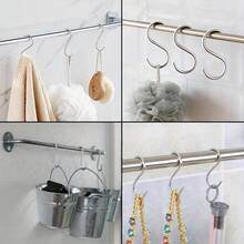 20pcs Stainless Steel Heavy Duty Shape Hook Hanger With Anti-Scratch Caps Organizer For Hanging Accessories Kitchen Bedroom Closet Storage Solutions Durable Metal Hooks For Home Organization - Multicolor - View 4