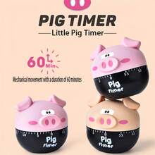 1pc Cartoon Pig Kitchen Timer, Cute Mechanical Cooking Countdown Timer, Battery-Free, Manual Egg Timer, Suitable For Baking, Cooking, Meal Prep And Learning, Portable Kitchen Gadget, Kitchen Countertop, Desk Decoration, Housewarming Gift - Multicolor - View 5