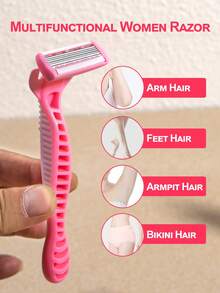Alat Cukur Bikini Wanita, Pisau Baja Tahan Karat 6 Lapis, Pisau Pink yang Dapat Diganti, Produk dan Aksesori Perawatan Rambut Penting untuk Salon Kecantikan dan Perjalanan - Berwarna merah muda - View 4
