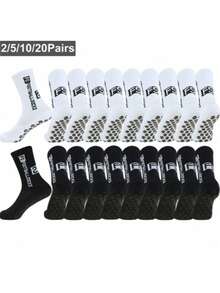 2/5/10/20 Pairs Men's Thick Sports Socks, Non-Slip And Durable, Suitable For Sports, Football, Basketball, Rugby, Cycling, Running, Also Suitable For Gym And Autumn Wear. - Multicolor - View 1