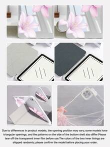 淡粉色扶桑花圖案保護殼，相容於 iPad (A16) 11 吋 (第 11 代，2025)、iPad Air 4/5 10.9 吋、iPad 7/8/9 10.2 吋，內建 Apple Pencil 插槽，相容於 Galaxy Tab A9 11 吋、Tab A9 8.7 吋，可愛風格，適合返校季、情人節、夏季圖案 - 彩色 - 查看 5