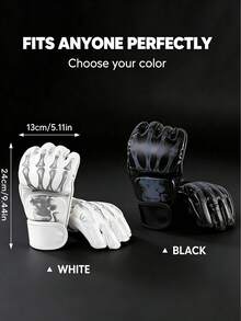 Ueasy 2pcs Adult Half-Finger MMA Boxing Training Gloves, Suitable For Sanda, Muay Thai, MMA And Other Sports. White, Black, Blue, Red - Perfect For MMA And Other Sports! - Multicolor - View 5