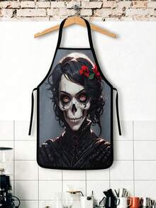 2pcs Men's And Women's Skull Halloween Aprons, Suitable For Daily Kitchen Use, Living Room, Dining Room, Outdoor Barbecue Parties, Festival Decorations, And An Excellent Gift For Others - Multicolor - View 5