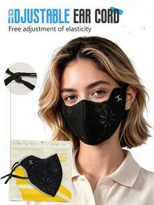 Floral Hollow Lace Sun Protection Face Mask, Adjustable Ear Loops, Lightweight Breathable UV Protection, For Women's Daily Use - Multicolor - View 9