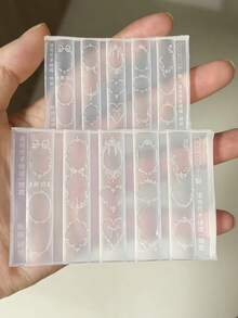 1件美甲模具 鉤編蕾絲法式荷葉邊洛可可框架蝴蝶結 3D浮雕矽膠模具 - 無色 - 查看 4