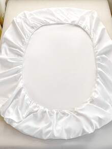 1pc White Solid Color Thick Brushed Microfiber Fitted Sheet Soft Mattress Cover - White - View 11
