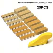 25/35/70pcs Yellow Sand Micro Fine Sandpaper Set (With Oxide Abrasive) - Hand Polishing Block, Suitable For Small Wooden Crafts, Narrow Space Metal Polishing, Model Making And Precision Polishing - Yellow - View 10