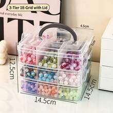 1pc Compartment Pill Box (6 Slots Per Layer), Portable Travel Carry Case Storage Box, Dust-Proof Home Storage Box, Suitable For Building Blocks, Puzzles, Lipsticks, Hair Accessories, Necklaces, Bracelets, Earrings And Rings, Halloween - Clear - View 6