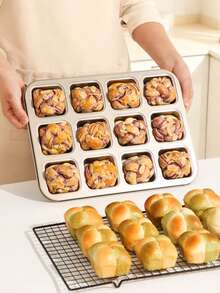 Carbon Steel Non-Stick Square Brownie Mold Mini Muffin Pan Baking Cake Cookie Tray - Multicolor - View 6