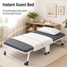 ERUIV Portable Folding Bed, Metal Frame Guest Bed, Foldable Sleeping Cot With Comfortable Mattress Pad, Space Saving Rollaway Bed For Home, Office, Camping, Indoor And Outdoor Use, Compact Design For Rest And Relaxation - 1 Black Folding Bed - View 3