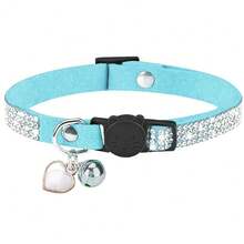 Cat Rhinestone Collar With Bell, Quick Release Safety Buckle Design, Suitable For Kittens And Small Puppies, Cute And Soft For Princess Cats And Prince Cats - Baby Blue - View 1
